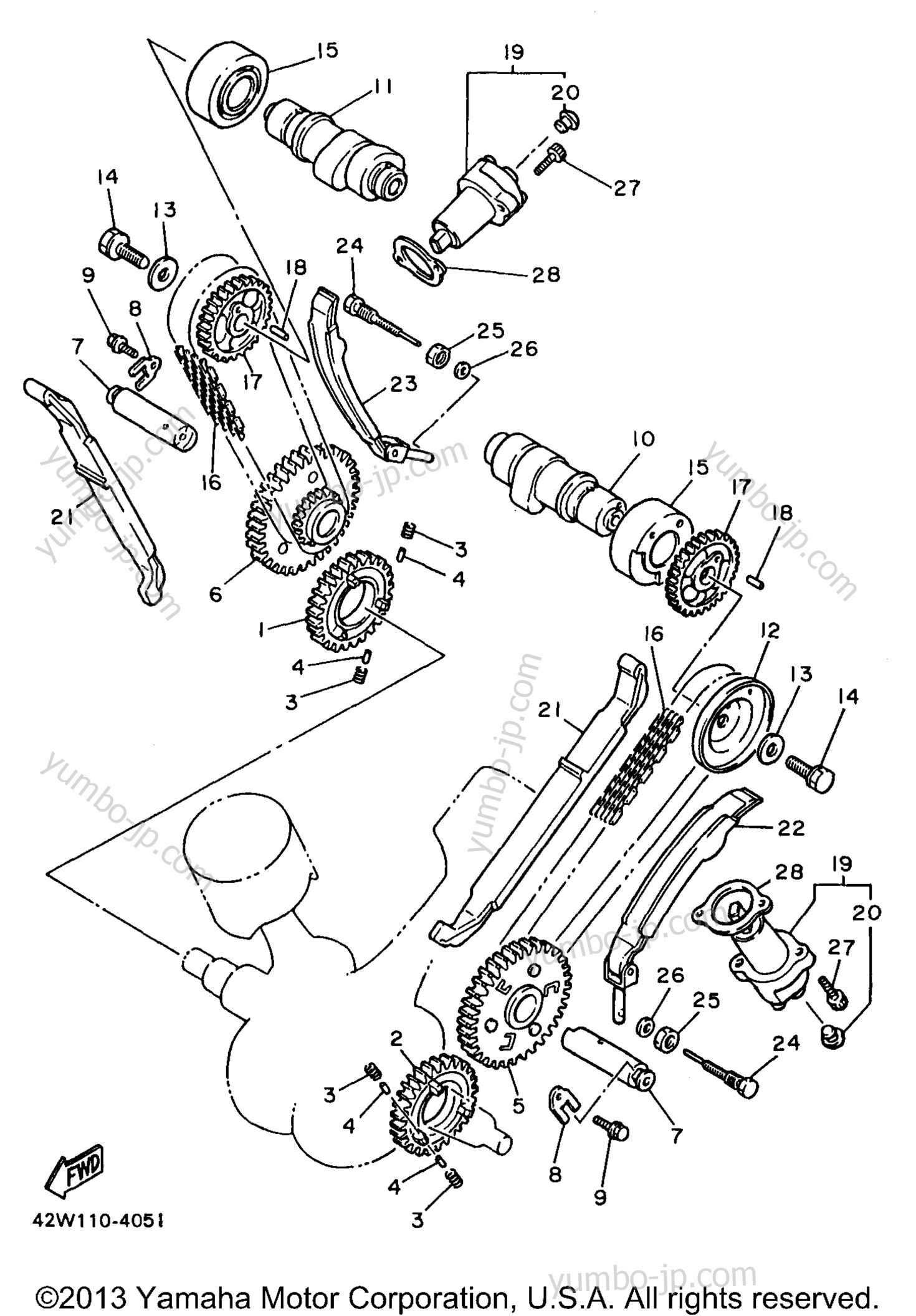 Camshaft Chain для мотоциклов YAMAHA VIRAGO 750 (XV750J1) 1997 г.