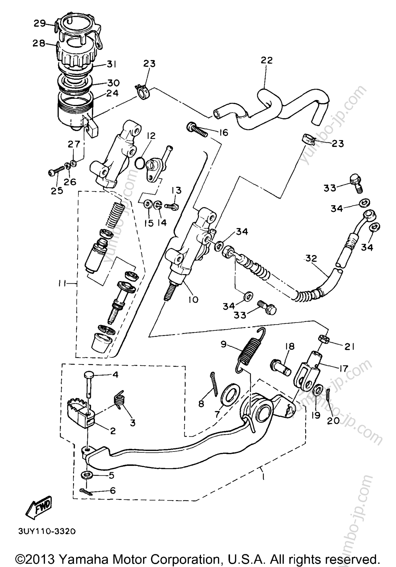 REAR MASTER CYLINDER for motorcycles YAMAHA XT600EE 1993 year