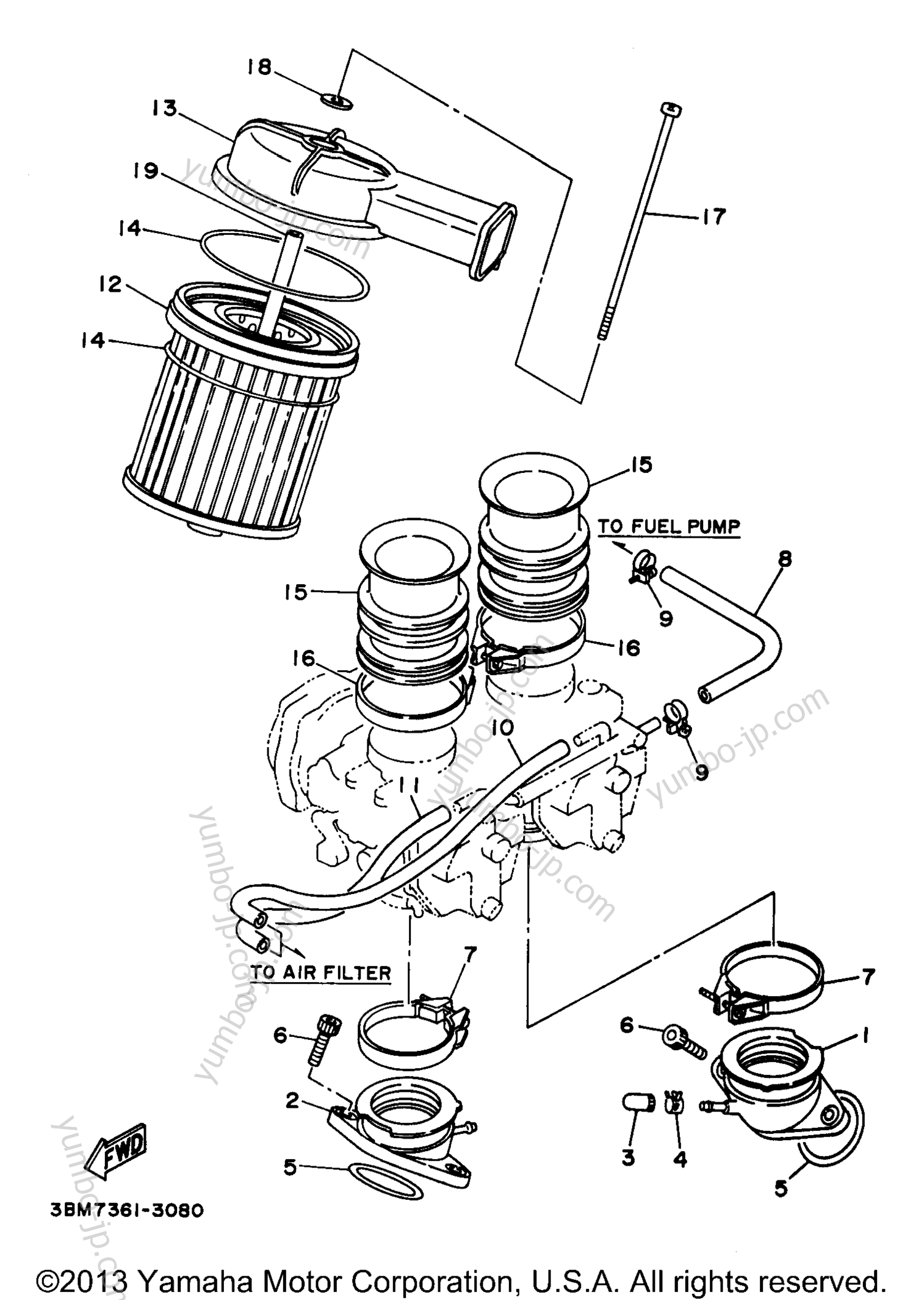 Intake for motorcycles YAMAHA VIRAGO 535 (XV535J) 1997 year