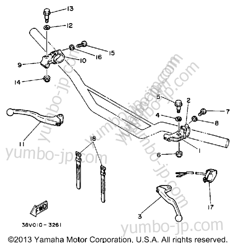 Handle Switch - Lever for motorcycles YAMAHA TRIALS (TY350S) 1986 year