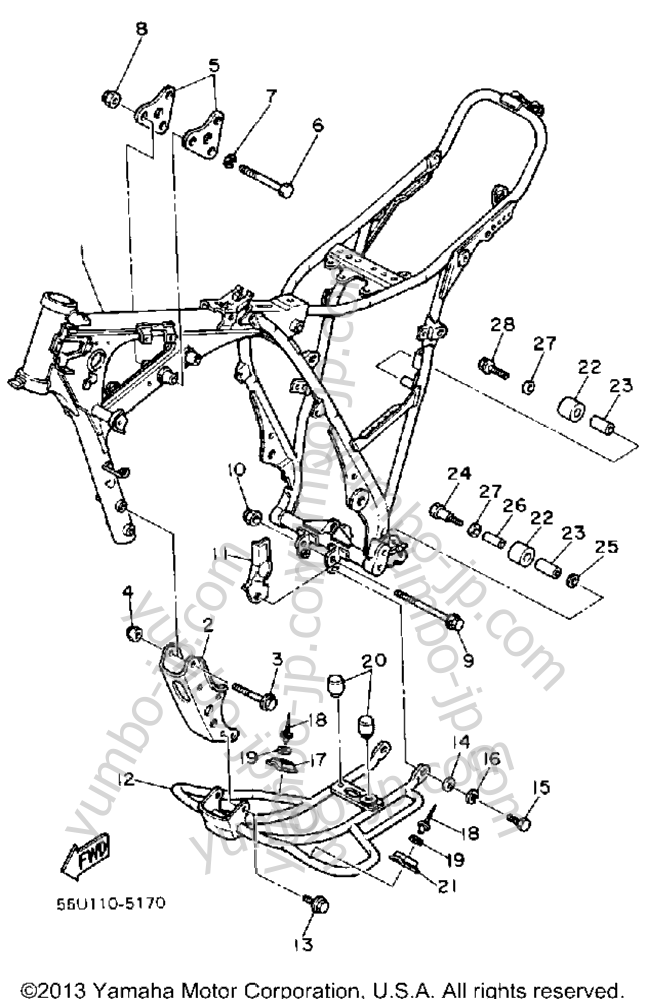FRAME for motorcycles YAMAHA TT600S 1986 year