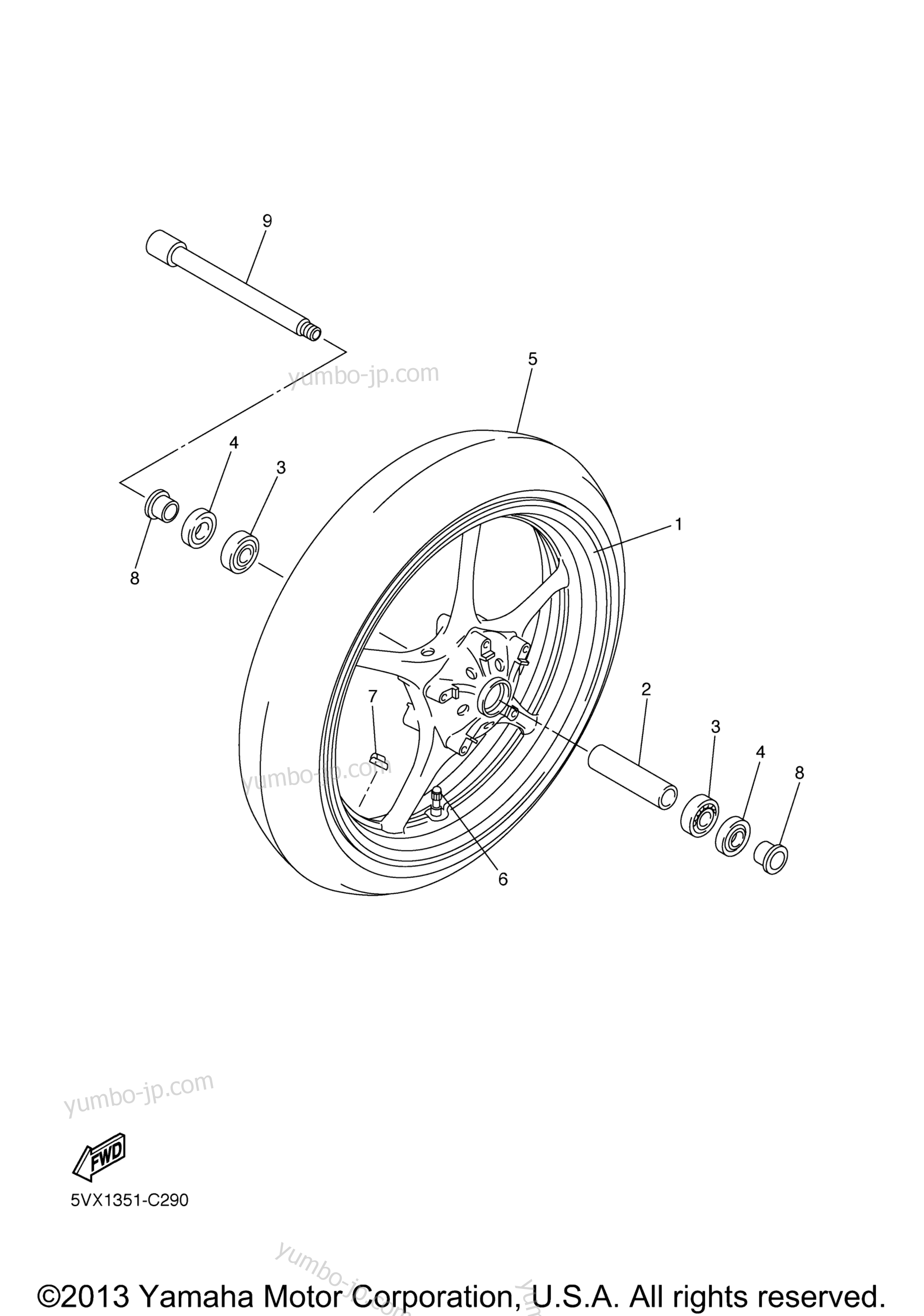 FRONT WHEEL for motorcycles YAMAHA FZ6 (FZS6XB) 2008 year