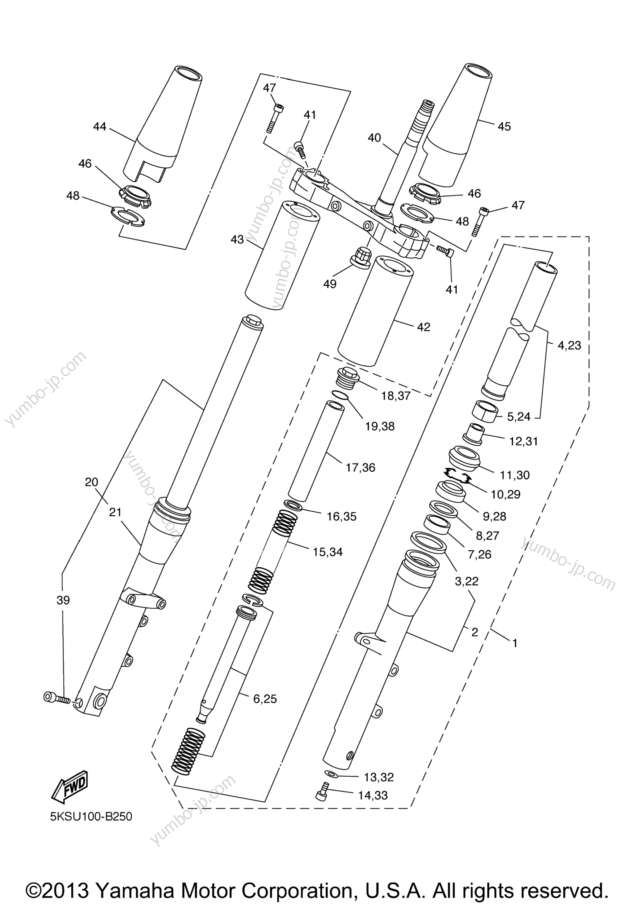 FRONT FORK для мотоциклов YAMAHA V STAR 1100 SILVERADO (XVS11ATSC) CA 2004 г.