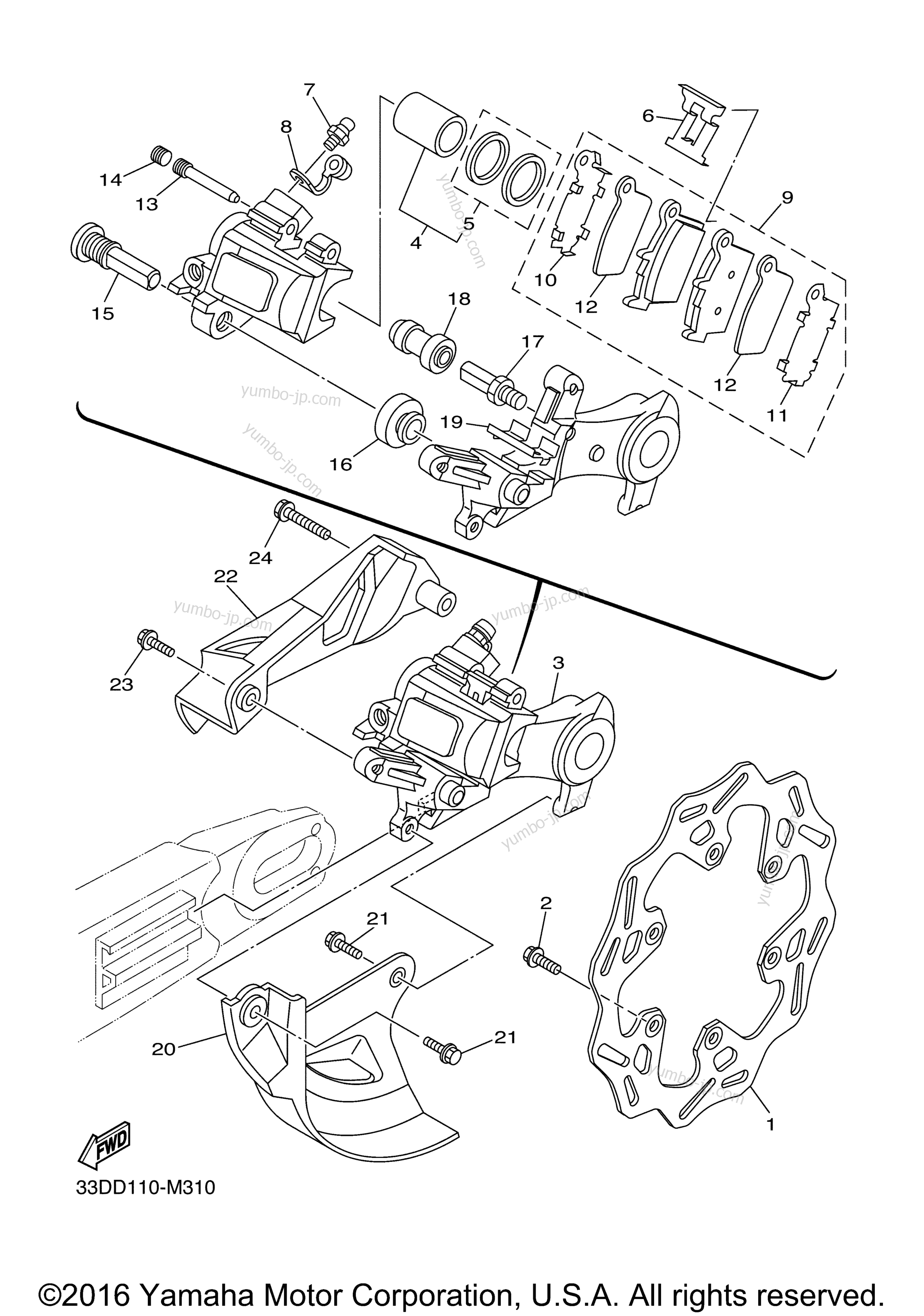 REAR BRAKE CALIPER для мотоциклов YAMAHA YZ250F (YZ250FHL) 2017 г.