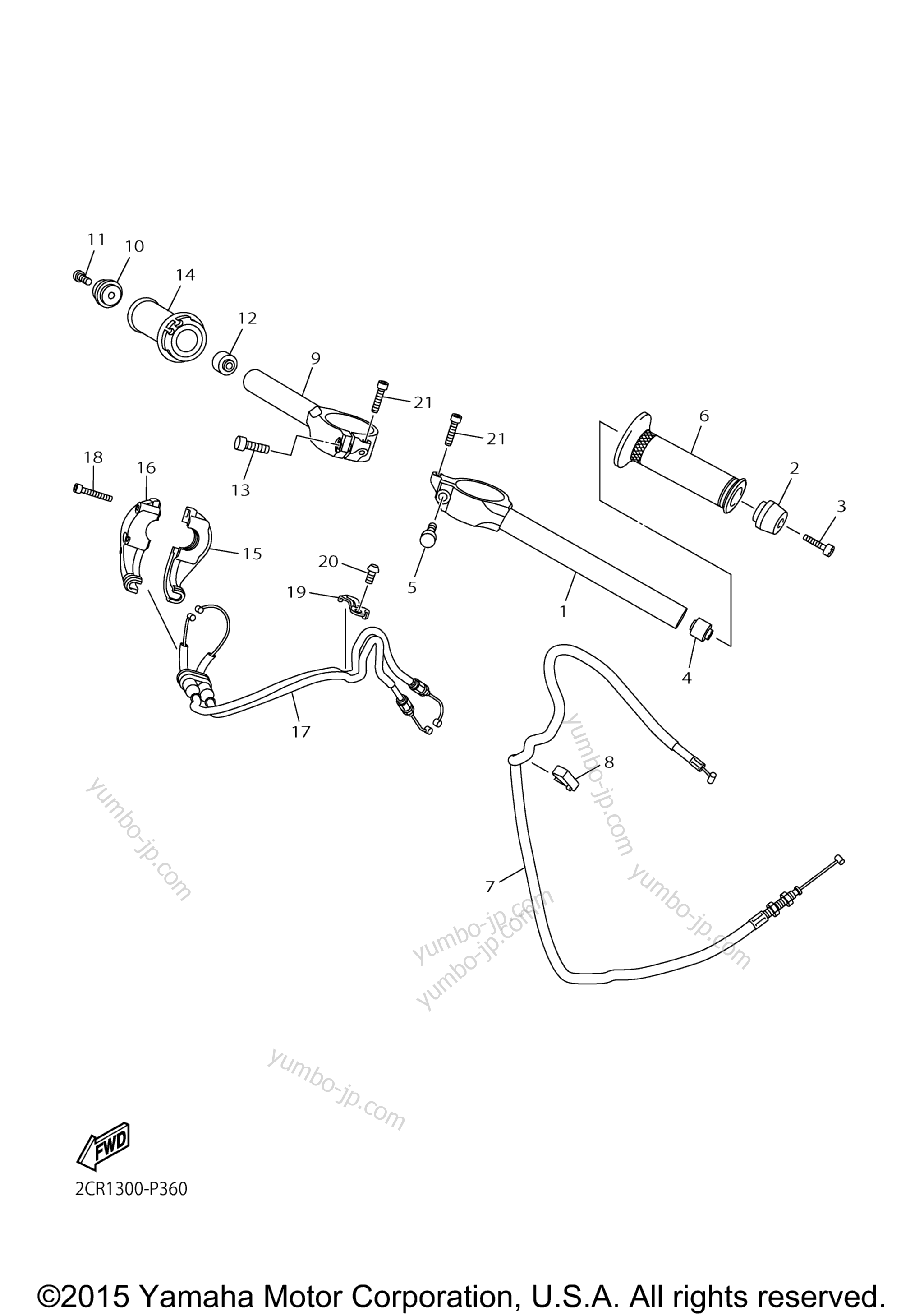 Steering Handle Cable for motorcycles YAMAHA YZFR1M (YZFR1MFC) CA 2015 year