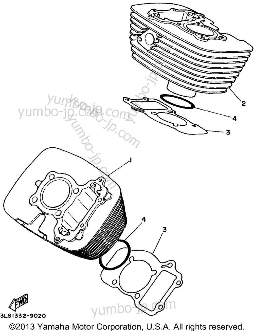 Блок цилиндров для мотоциклов YAMAHA VIRAGO 250 (XV250GC) CA 1995 г.