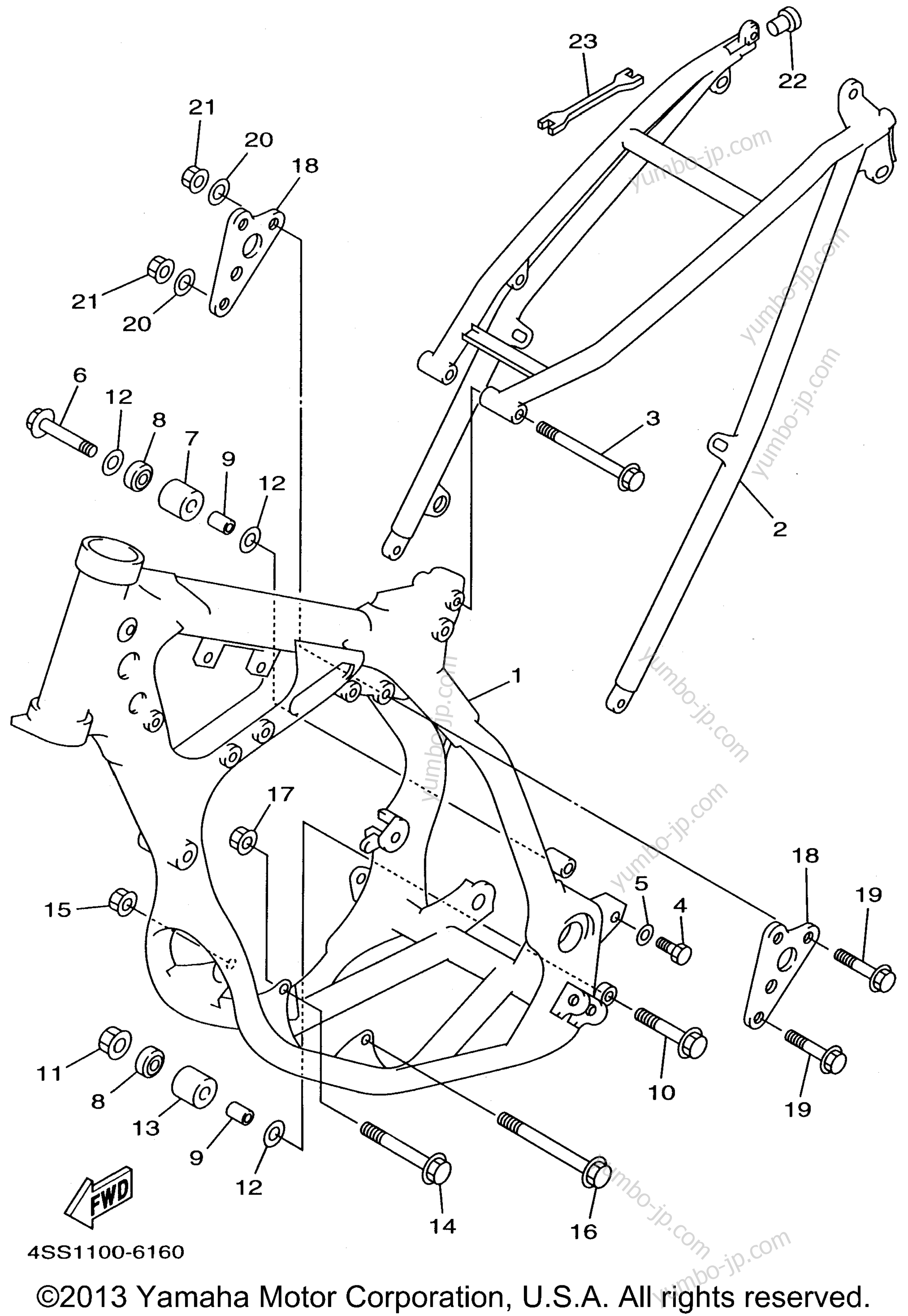 FRAME for motorcycles YAMAHA YZ125H1 1996 year