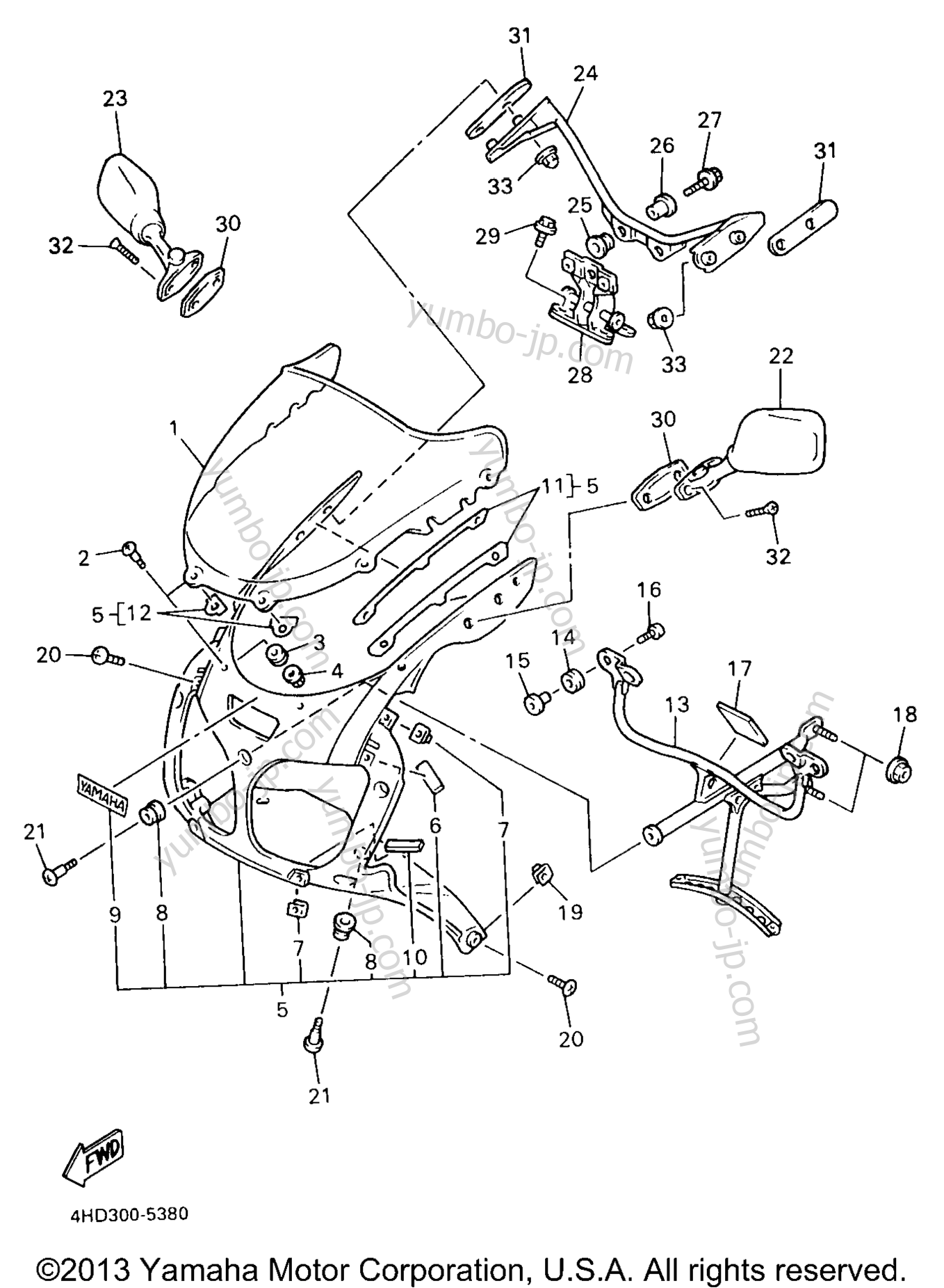 Cowling 1 for motorcycles YAMAHA YZF750 (YZF750RJC) CA 1997 year