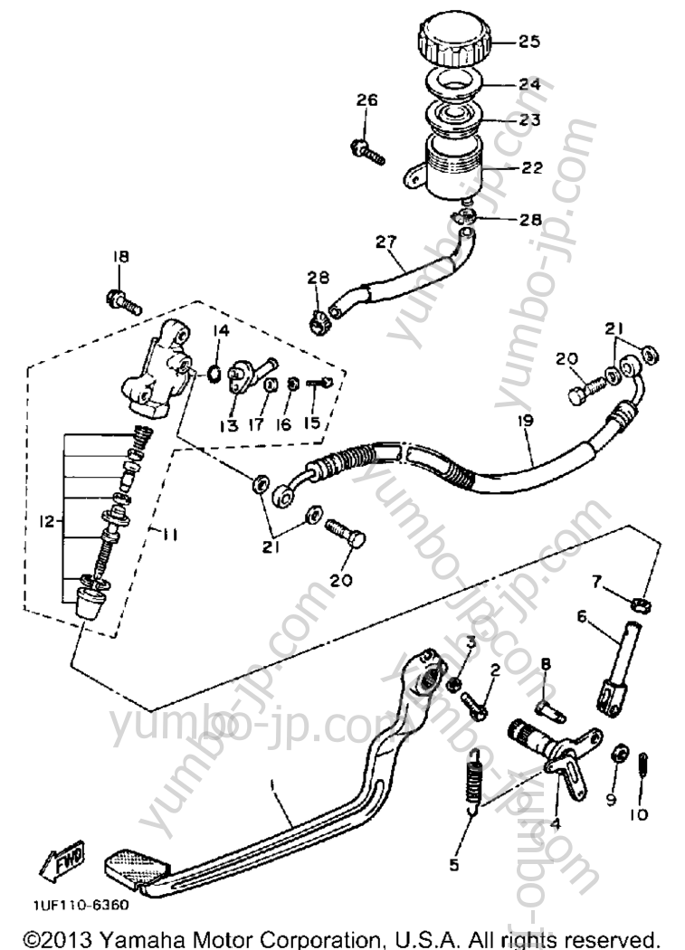 REAR MASTER CYLINDER for motorcycles YAMAHA FAZER (FZX700T) 1987 year