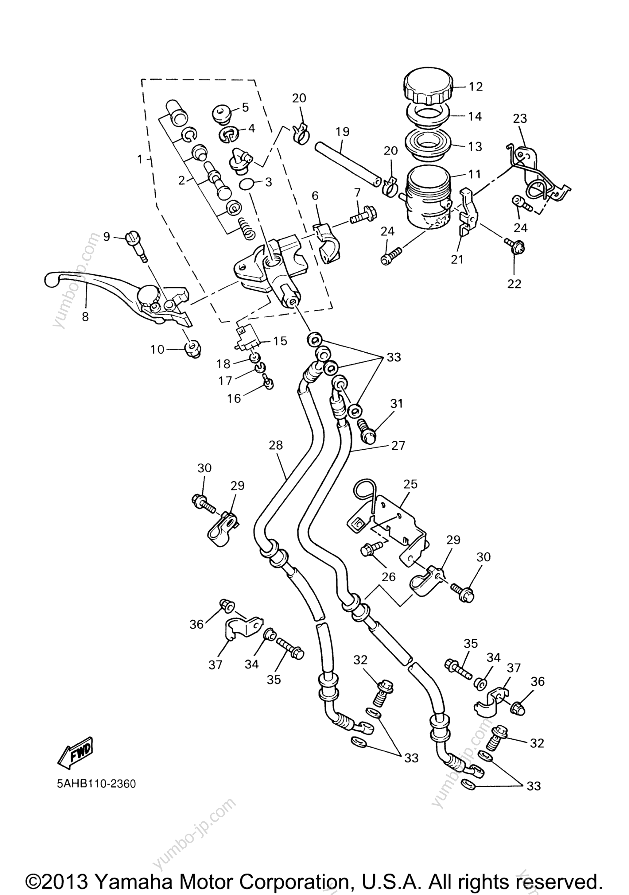 FRONT MASTER CYLINDER для мотоциклов YAMAHA YZF600R (YZF600RTC) CA 2005 г.