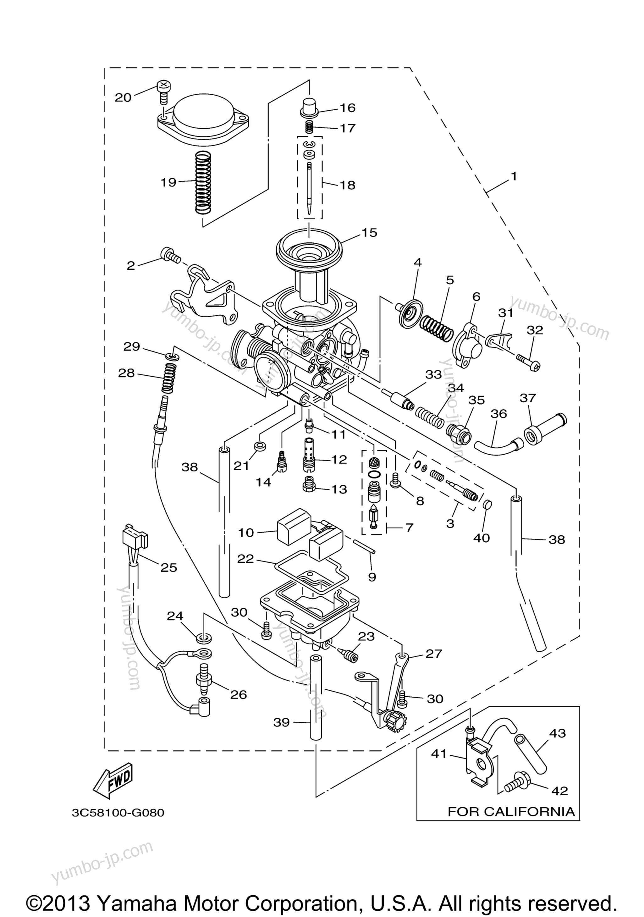 CARBURETOR for motorcycles YAMAHA XT250 (XT250Y) 2009 year