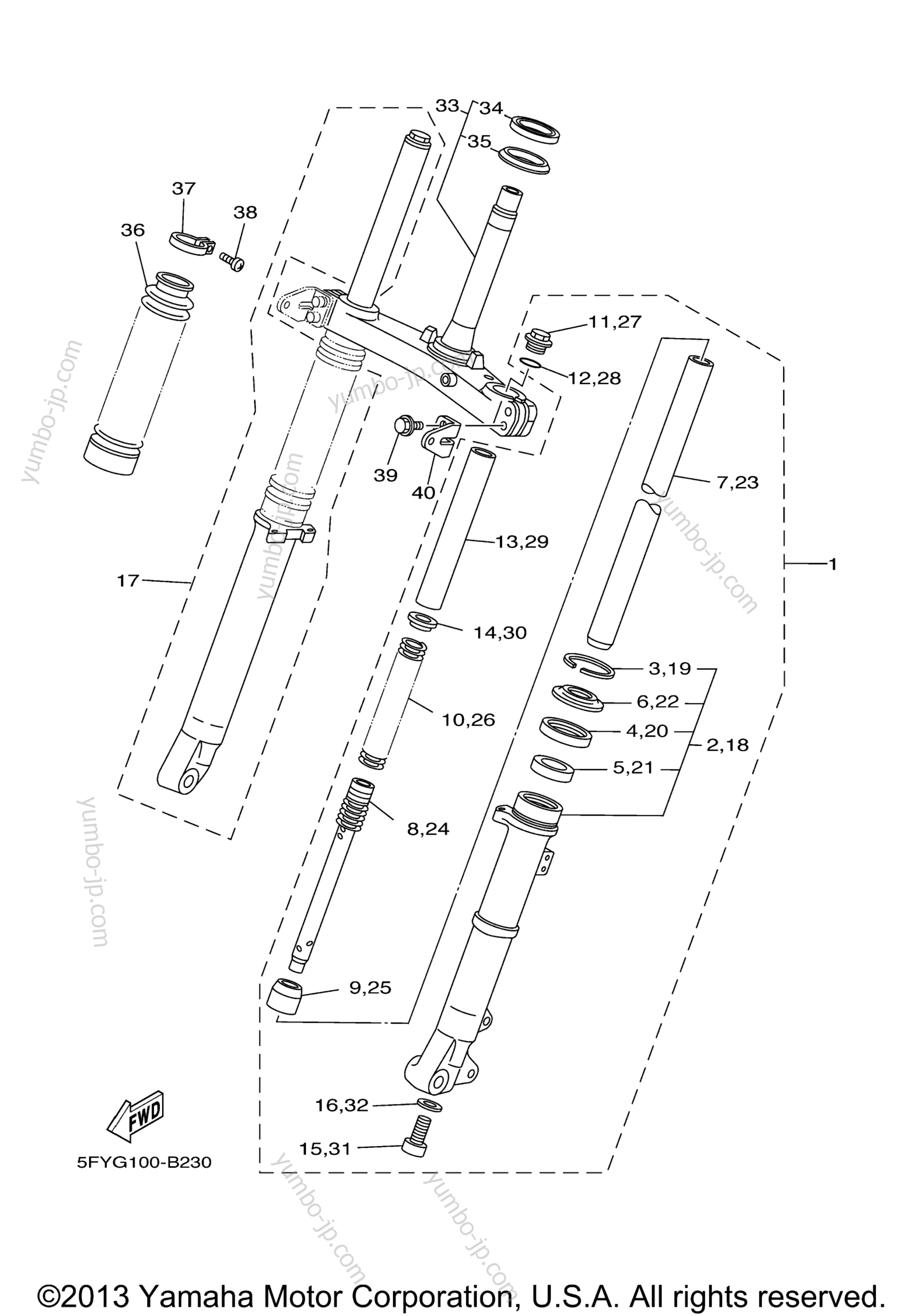 FRONT FORK for motorcycles YAMAHA TW200 (TW200XC) CA 2008 year