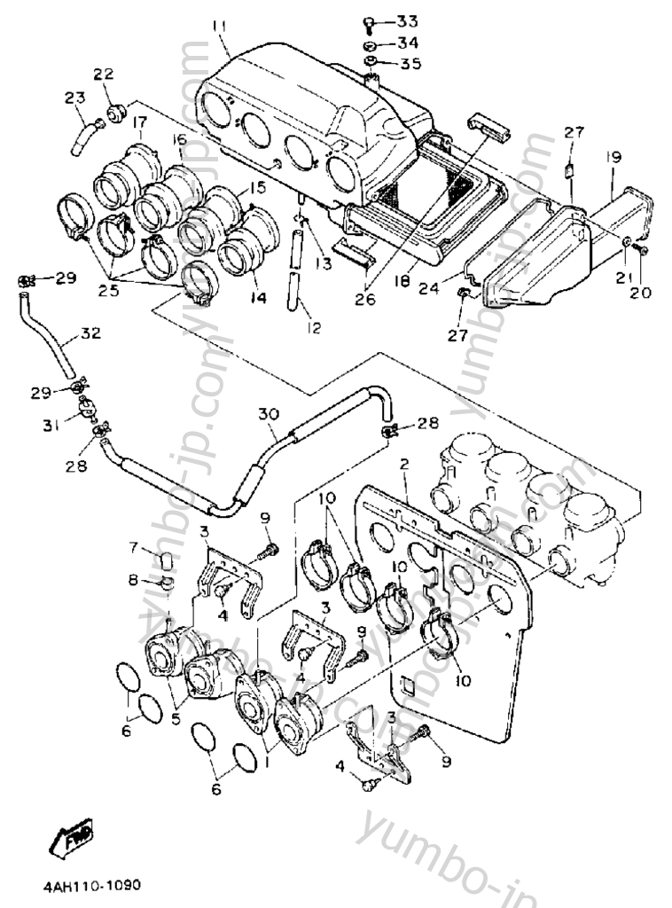 Air Filter (Non-California Model) для мотоциклов YAMAHA FJ1200AD 1992 г.