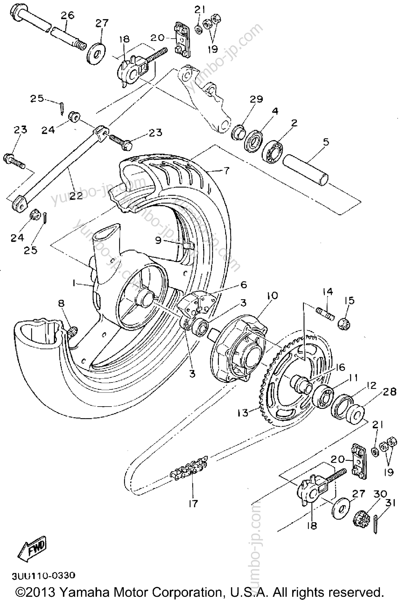 REAR WHEEL для мотоциклов YAMAHA FZR600RFC 1994 г.