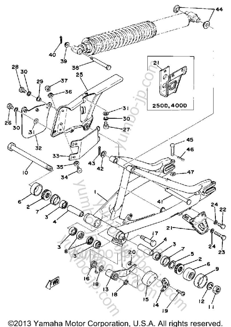 Rear Arm - Chain Case для мотоциклов YAMAHA IT400E 1978 г.