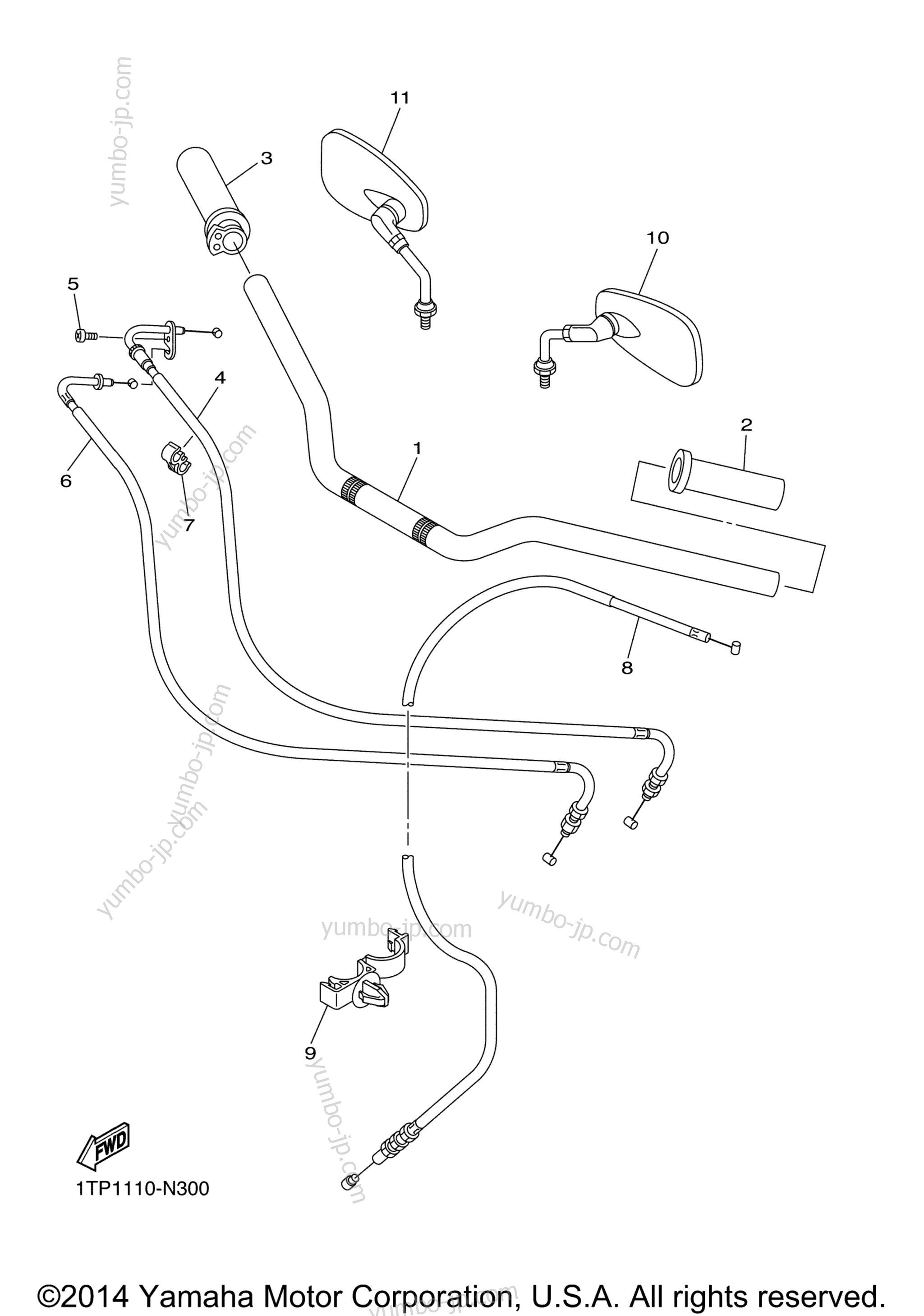 Steering Handle Cable for motorcycles YAMAHA BOLT R-SPEC (XVS95CECGY) CA 2014 year