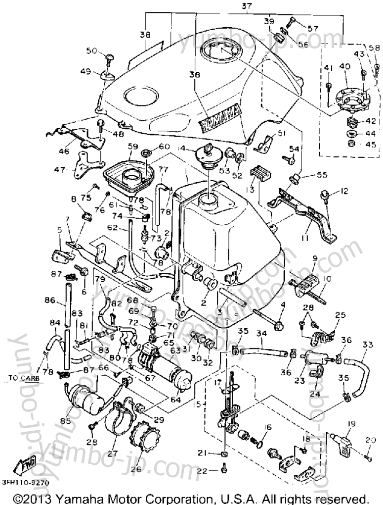 Топливный бак для мотоциклов YAMAHA FZR400SAC 1990 г.