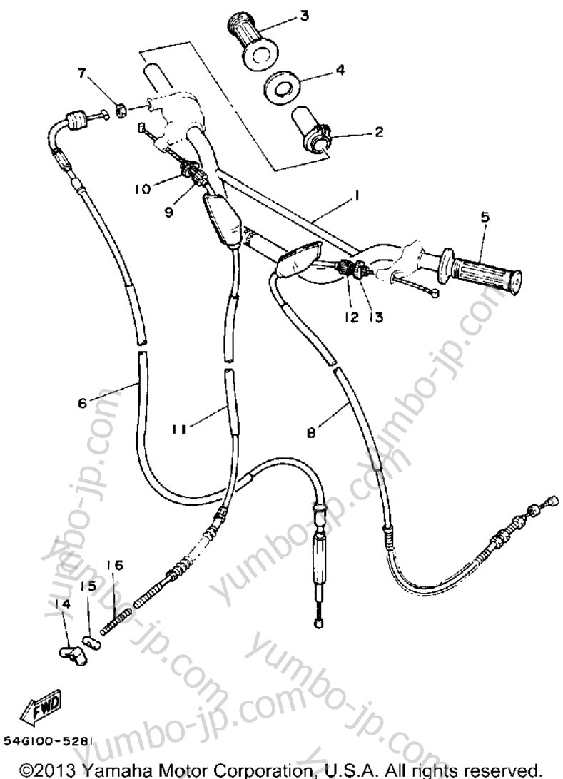 Handlebar - Cable for motorcycles YAMAHA BIG WHEEL (BW200S) 1986 year