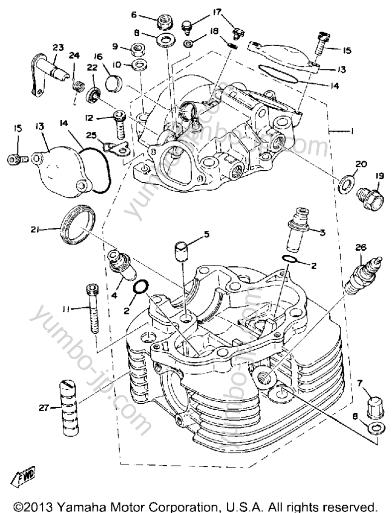 CYLINDER HEAD for motorcycles YAMAHA TT500C 1976 year