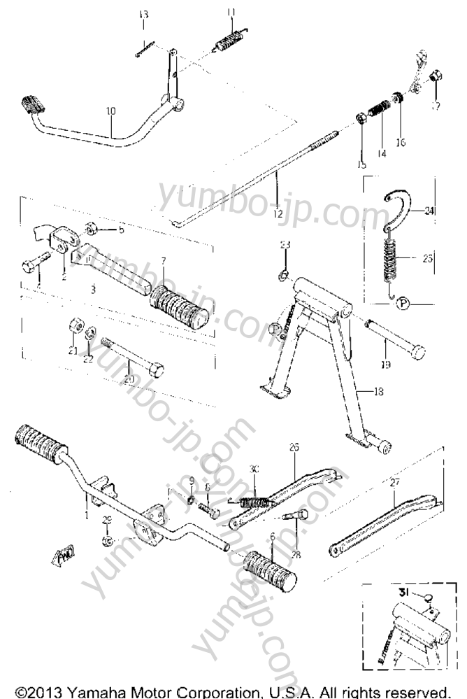 Stand And Brake Pedal for motorcycles YAMAHA YL2C YL2CM (YL2C_67_TR) 1967 year