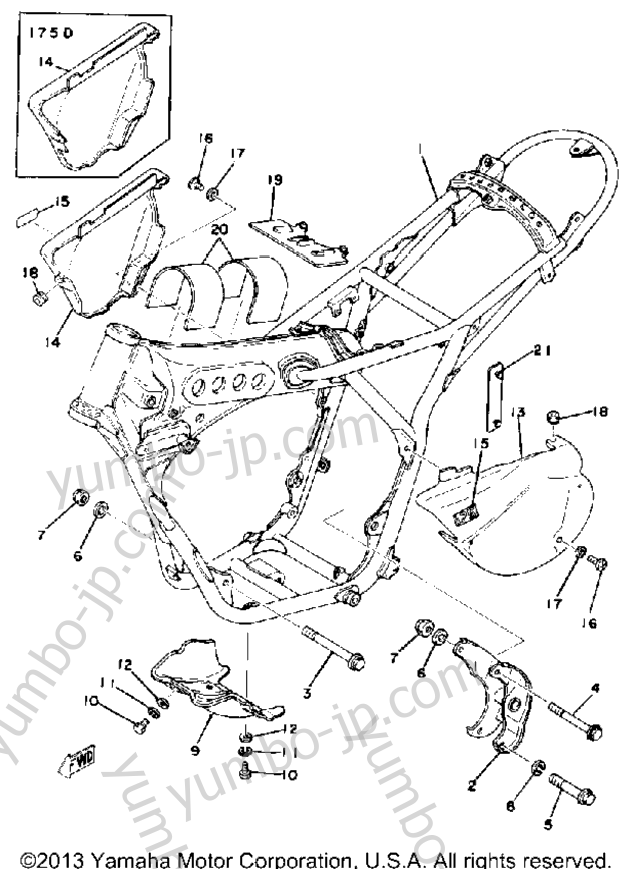 Frame - Side Cover for motorcycles YAMAHA IT175D 1977 year