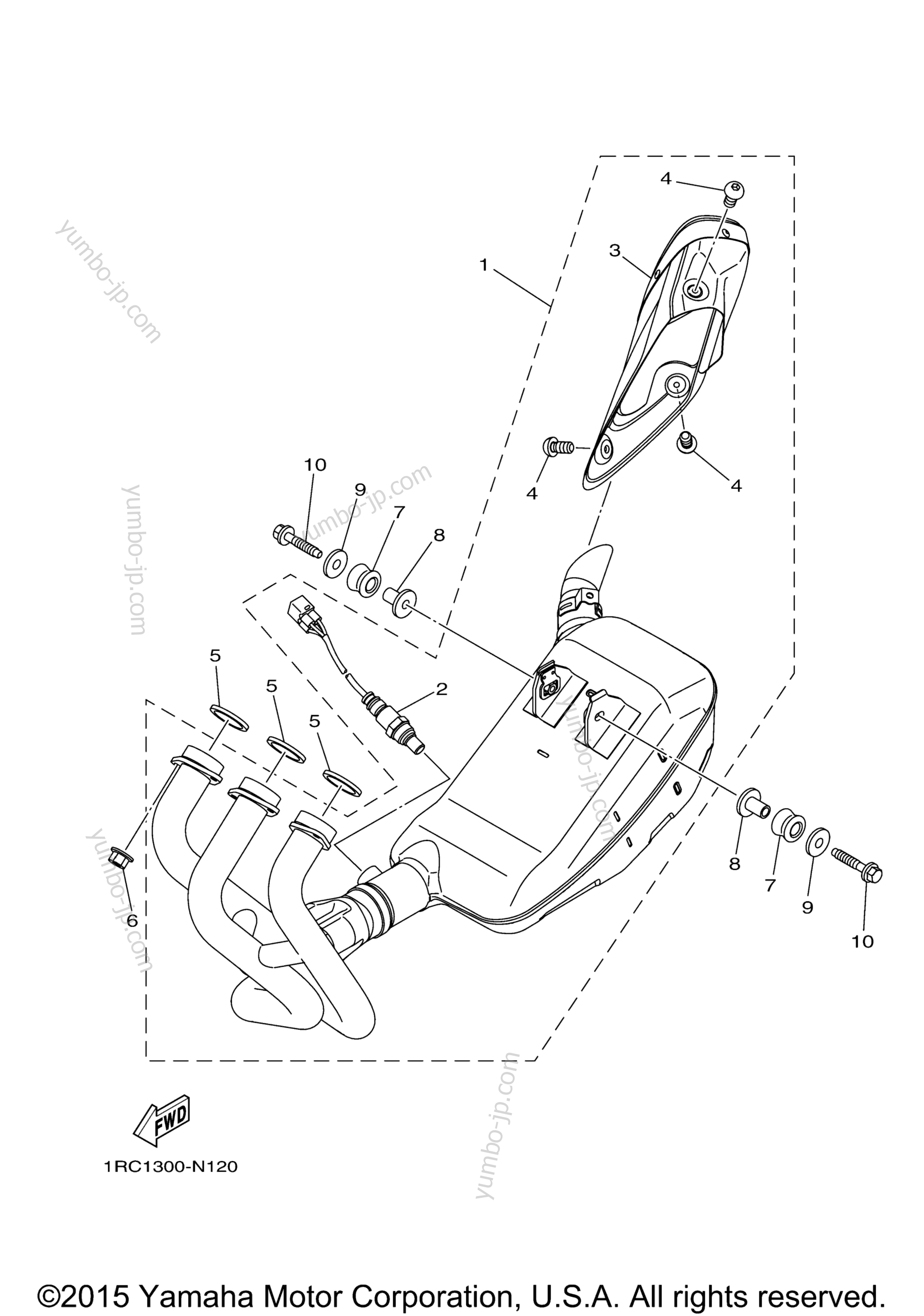 Exhaust для мотоциклов YAMAHA FZ09 (FZ09GCB) CA 2016 г.