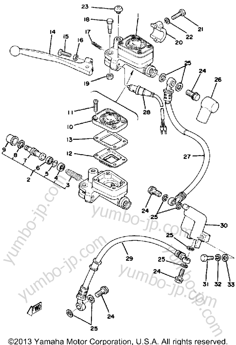 Master Cylinder - Brake Hose для мотоциклов YAMAHA XS500D 1977 г.