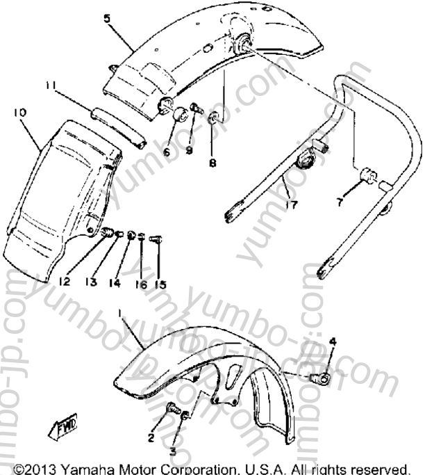 Front Fender - Rear Fender для мотоциклов YAMAHA XS650G 1980 г.