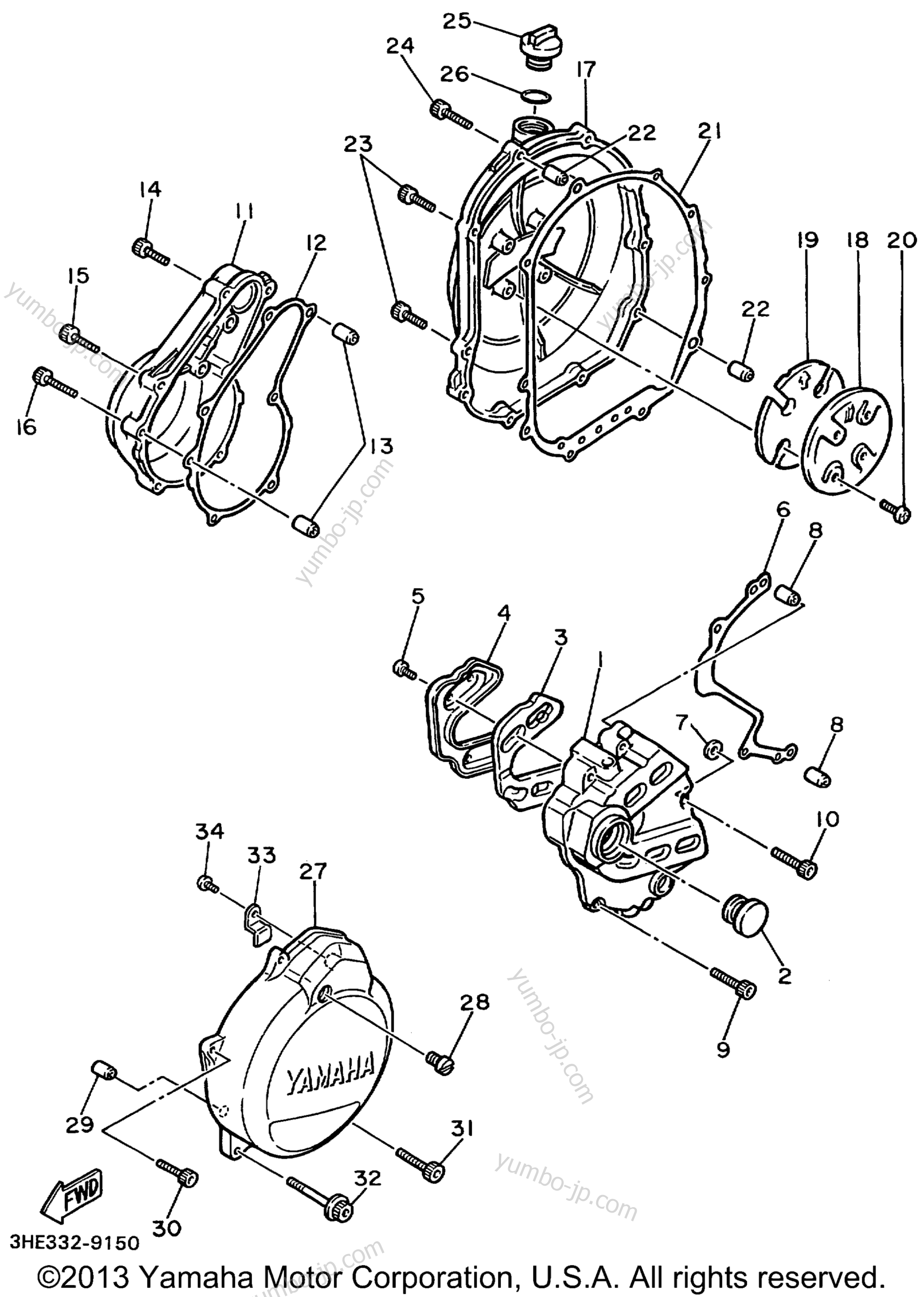 Crankcase Cover 1 for motorcycles YAMAHA FZR600RLC CA 1999 year