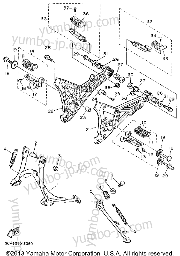 Stand Footrest для мотоциклов YAMAHA FJ1200A 1990 г.