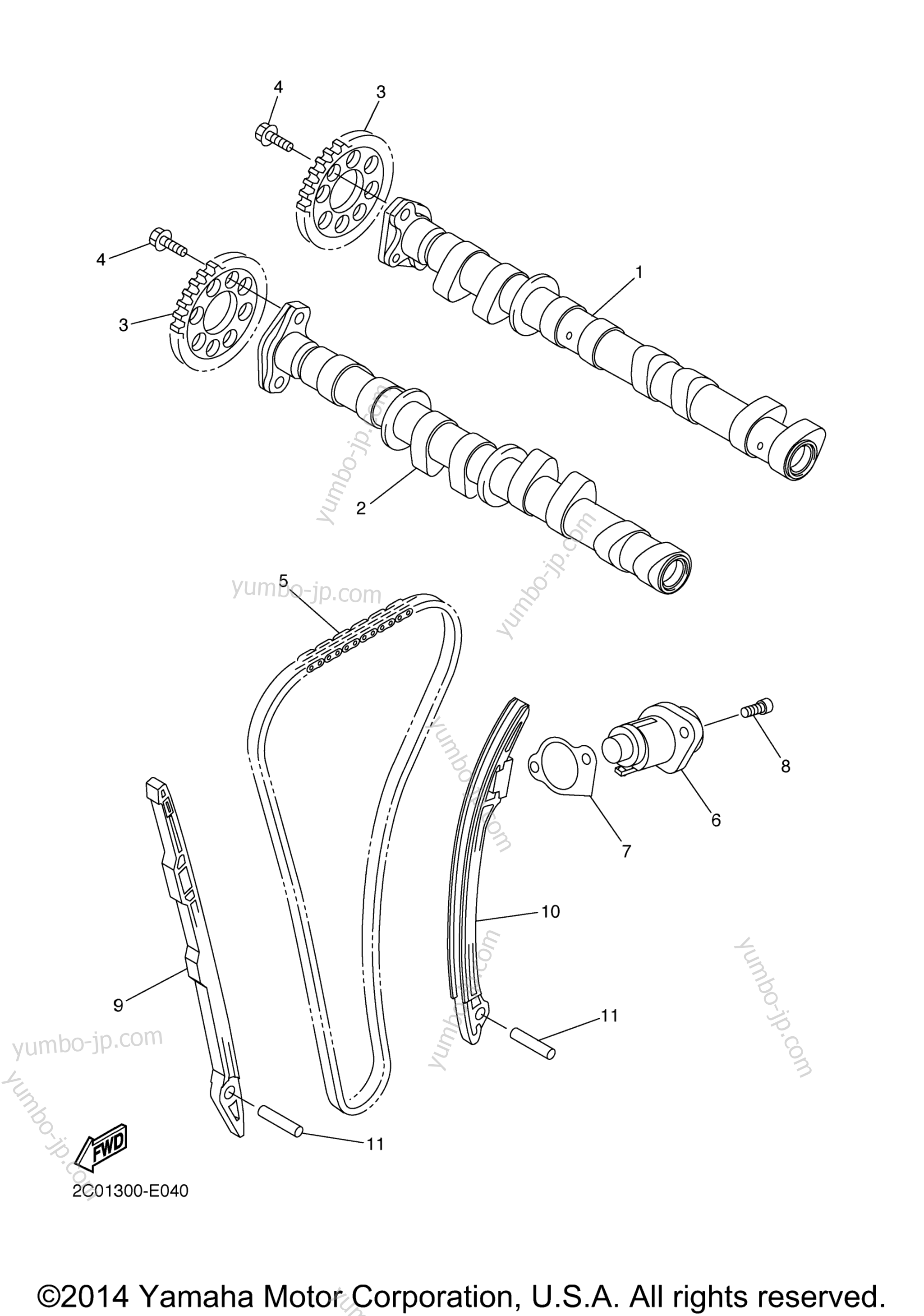 Camshaft Chain для мотоциклов YAMAHA YZFR6 (YZFR6FCB) CA 2015 г.