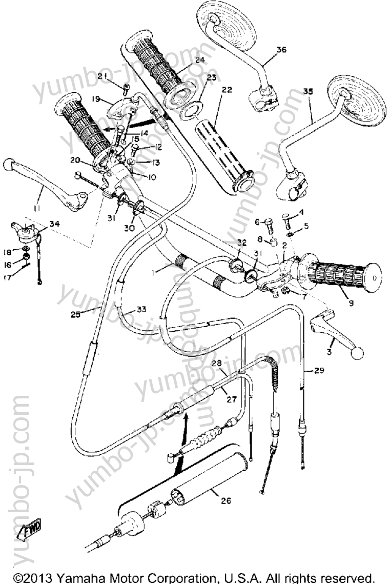 Handle & Wire для мотоциклов YAMAHA RT1B 1971 г.