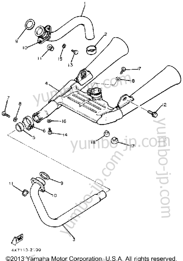 Exhaust for motorcycles YAMAHA VIRAGO 750 (XV750J) 1982 year