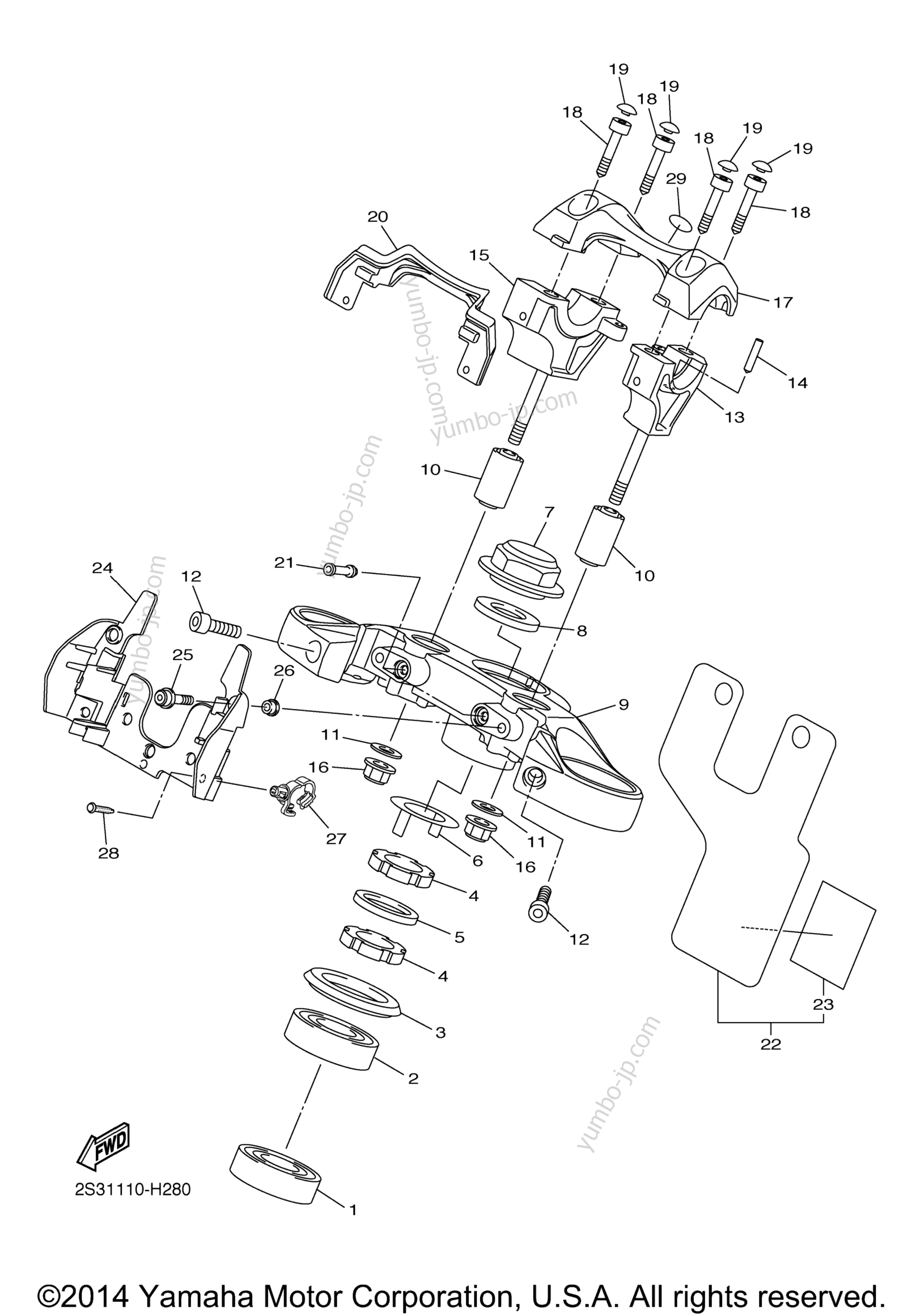 Steering for motorcycles YAMAHA V-MAX (VMX17ZCR) CA 2010 year