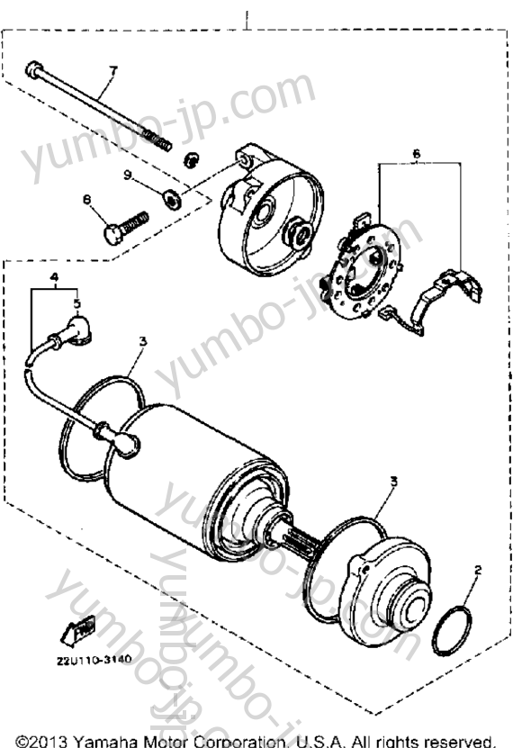 STARTING MOTOR for motorcycles YAMAHA XV500K 1983 year