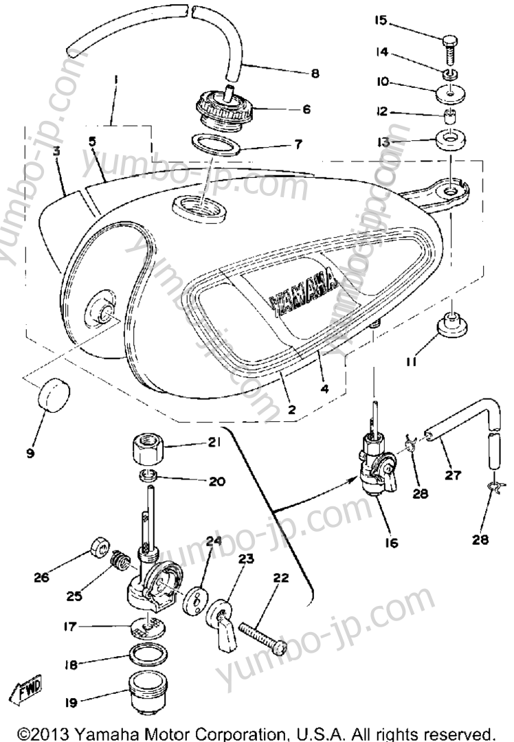 Топливный бак для мотоциклов YAMAHA DT100D 1977 г.