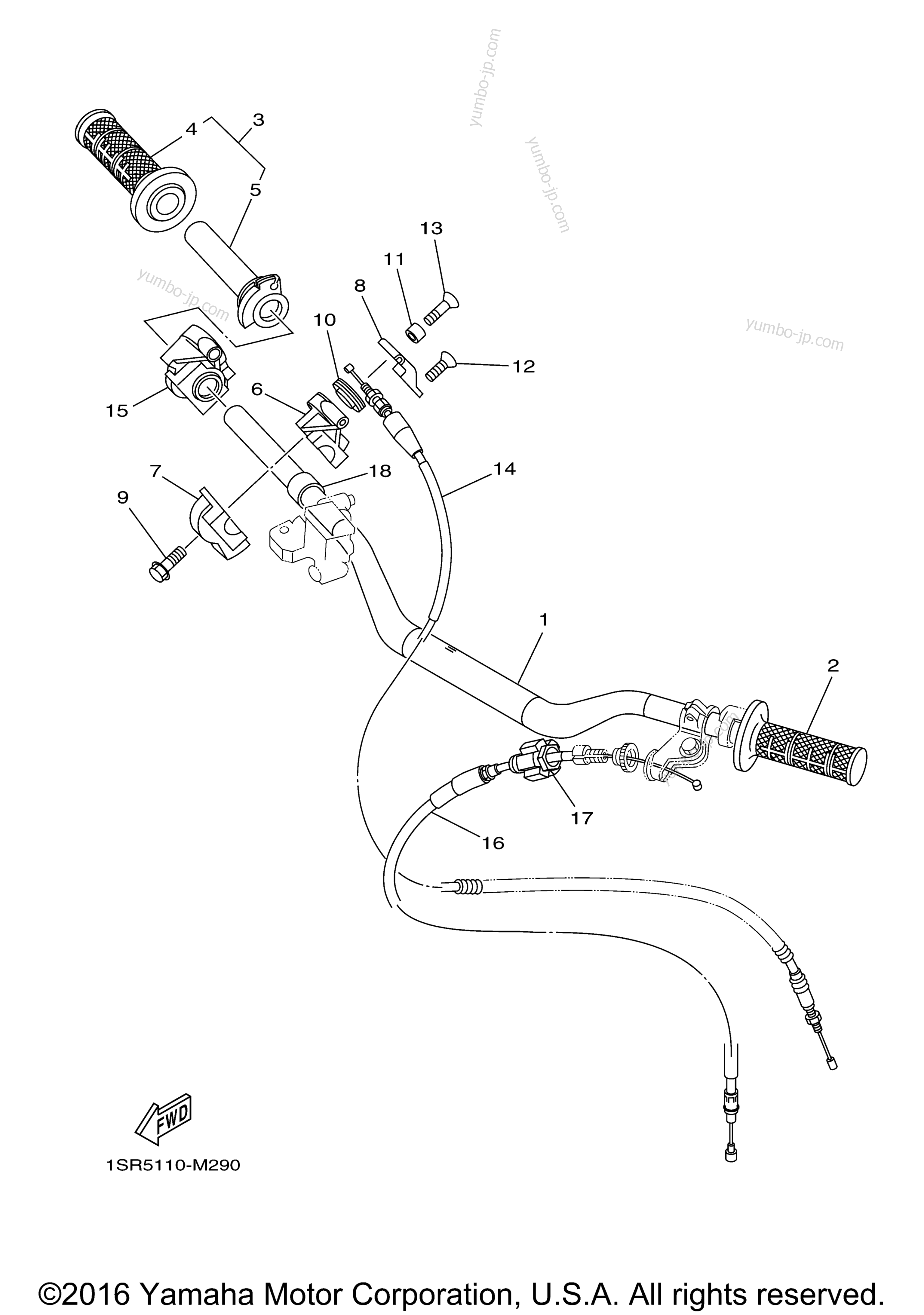 Steering Handle Cable для мотоциклов YAMAHA YZ125 (YZ125E2) 2014 г.