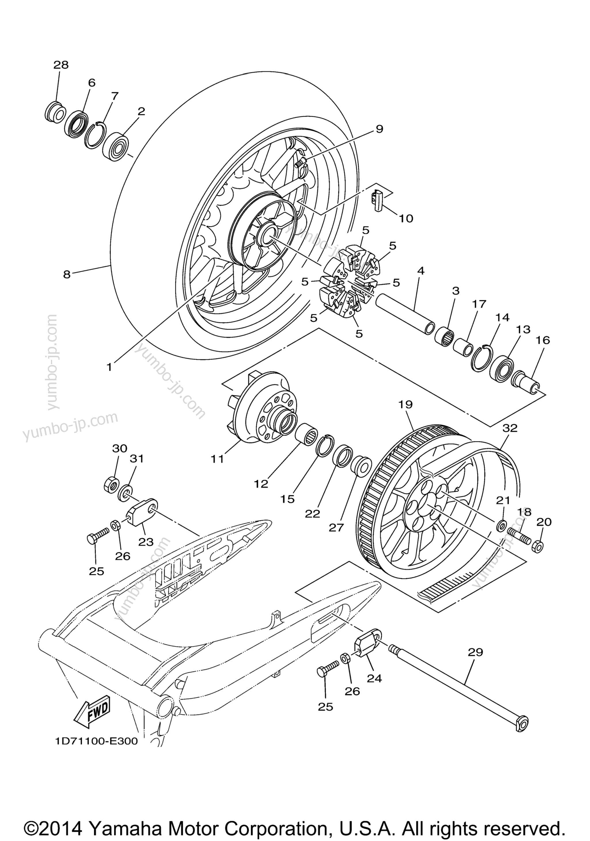 REAR WHEEL for motorcycles YAMAHA STRATOLINER S (XV19CTSDL) 2013 year