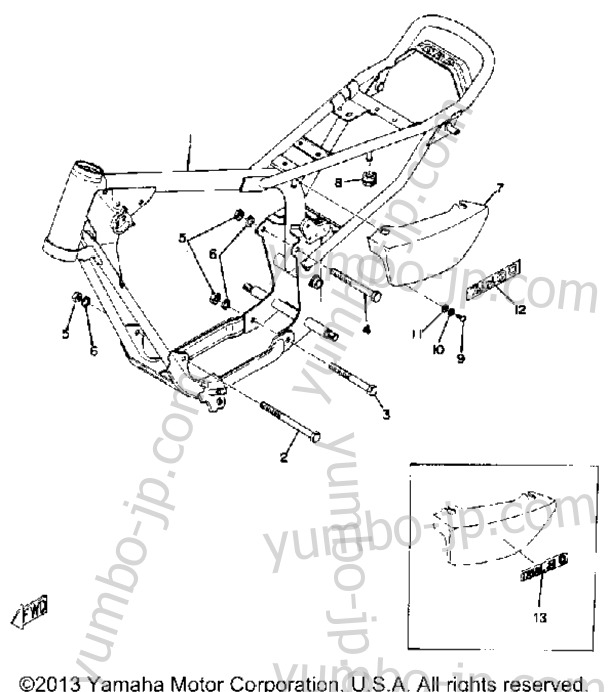 Frame-Side Cover for motorcycles YAMAHA TY80B 1975 year