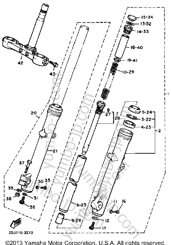 FRONT FORK для мотоциклов YAMAHA XV500K 1983 г.