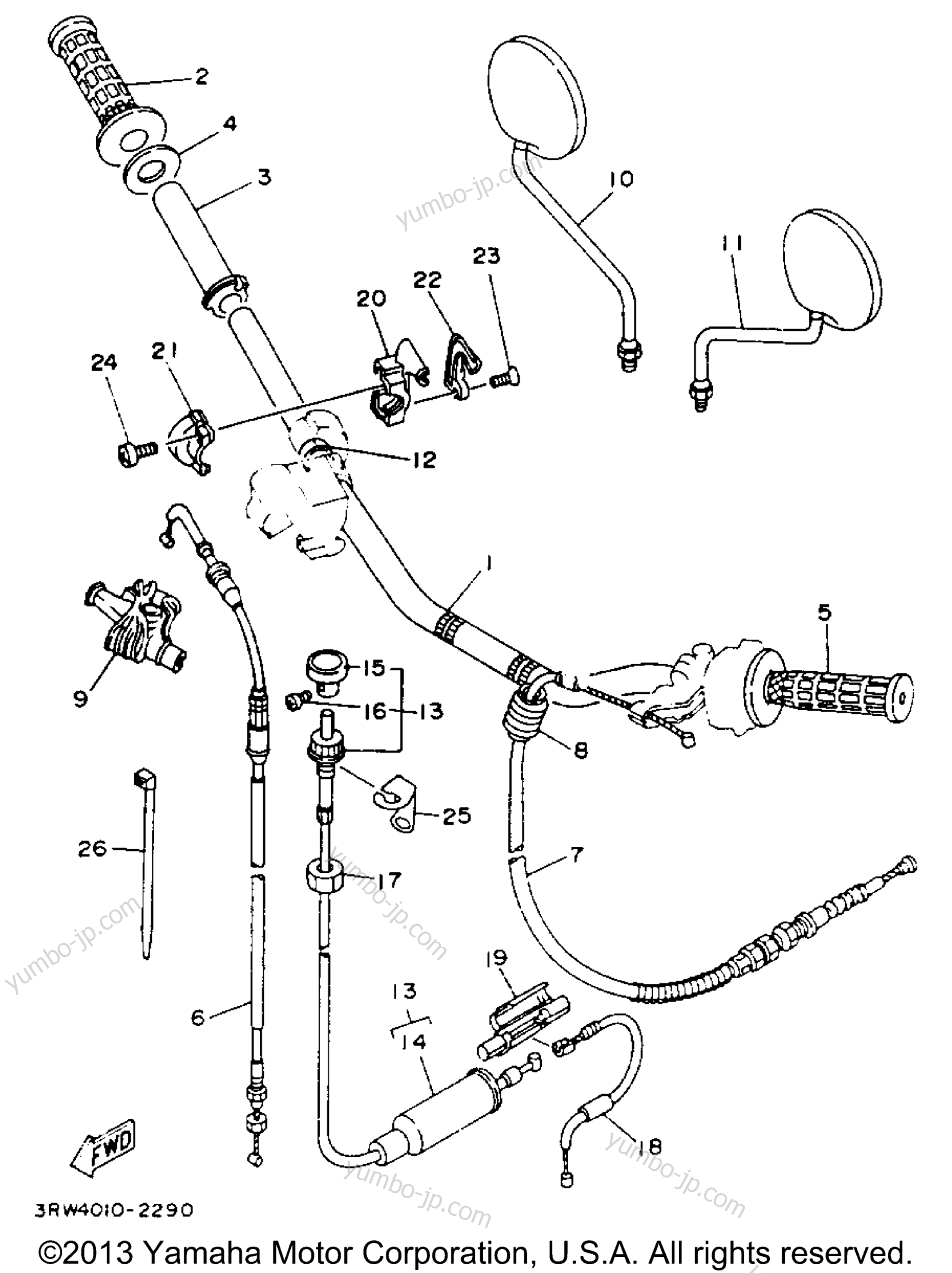 Handle Cable для мотоциклов YAMAHA SEROW (XT225EC) CA 1993 г.
