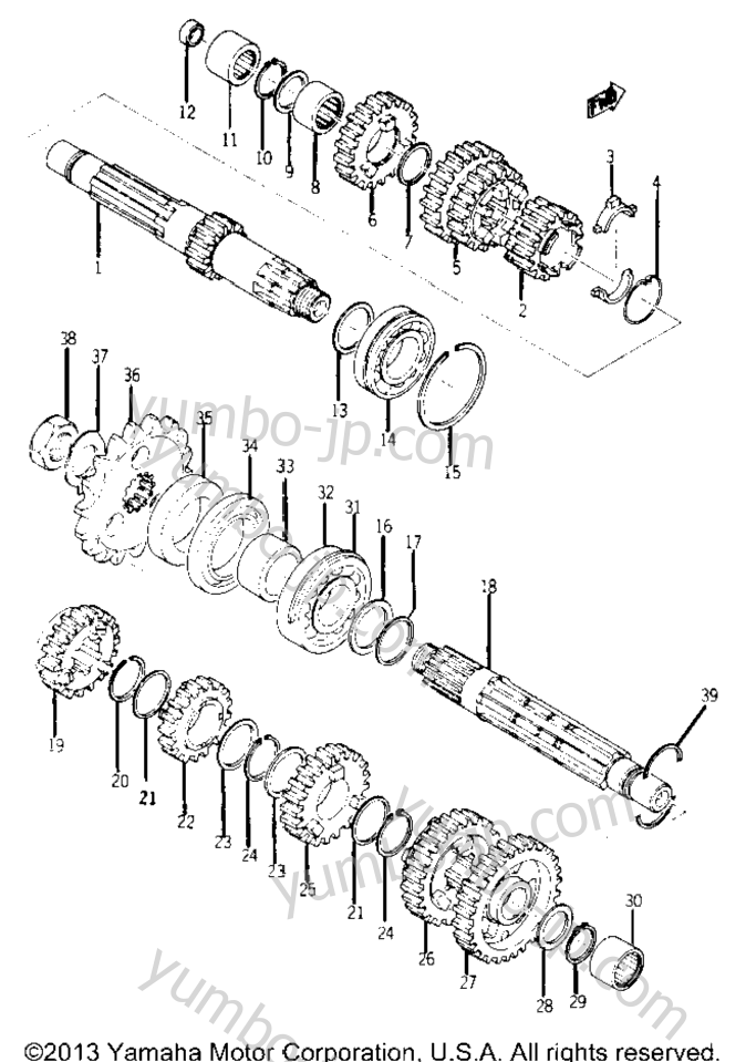 TRANSMISSION for motorcycles YAMAHA YR1 1967 year