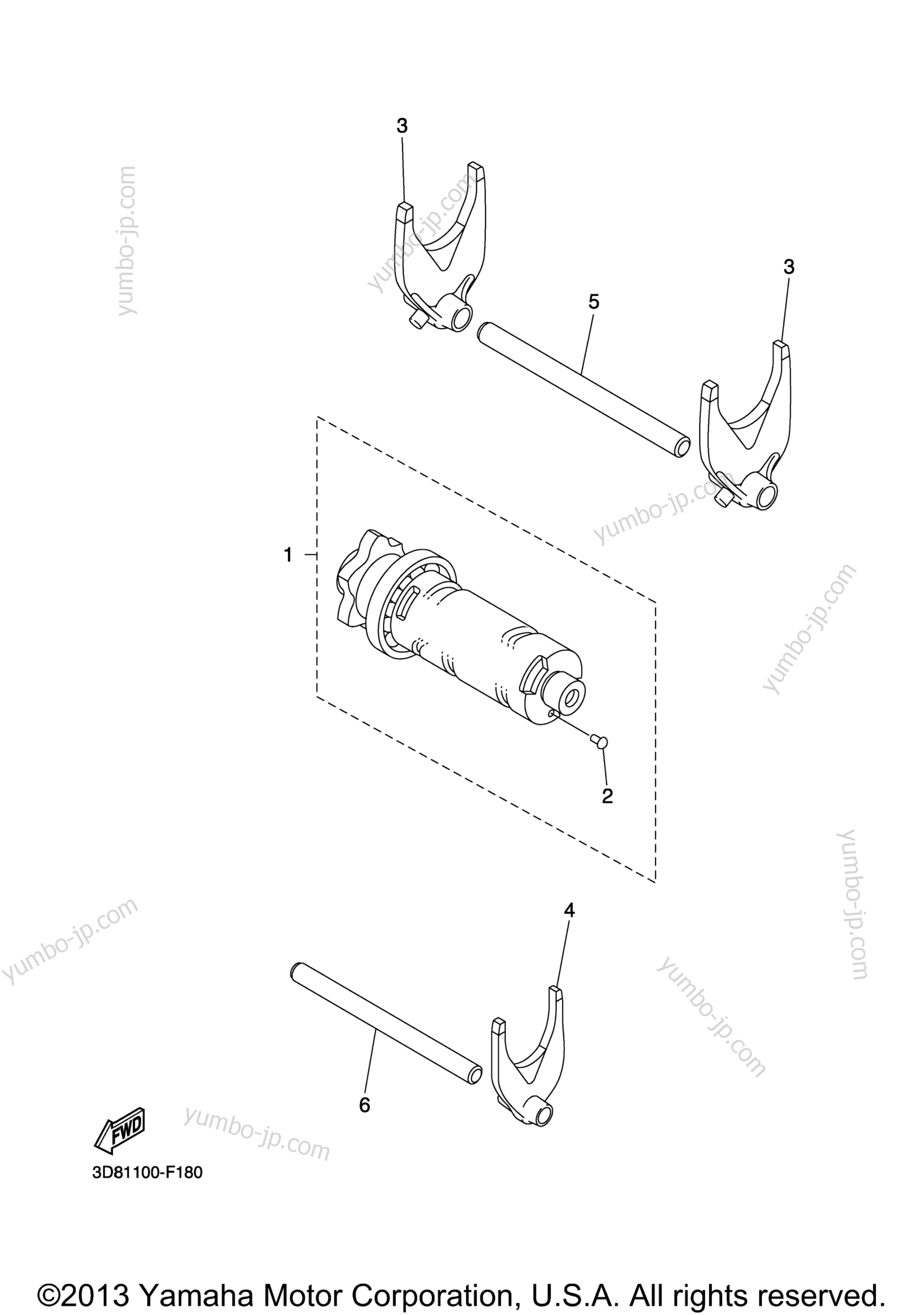 Shift Cam Fork for motorcycles YAMAHA STRYKER (XVS13CACL) CA 2011 year