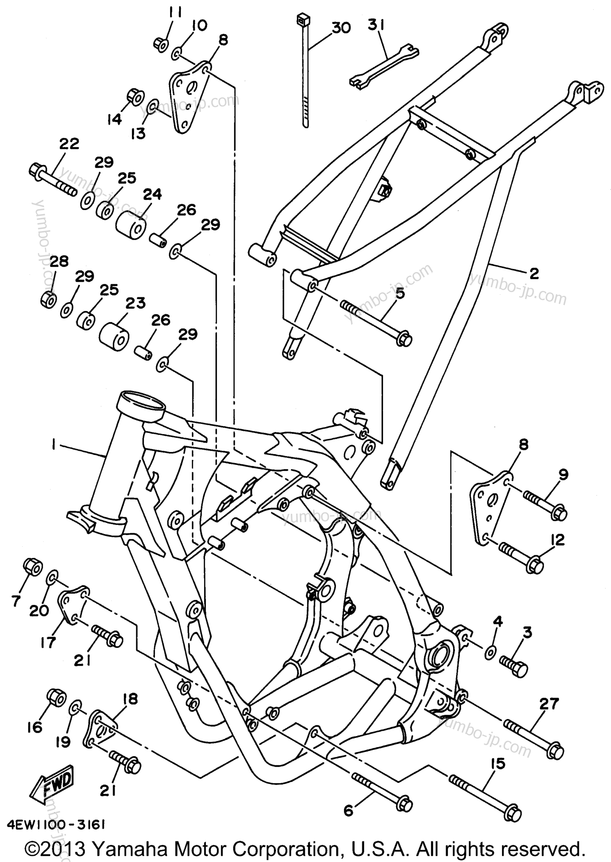 FRAME for motorcycles YAMAHA WR250ZH 1996 year