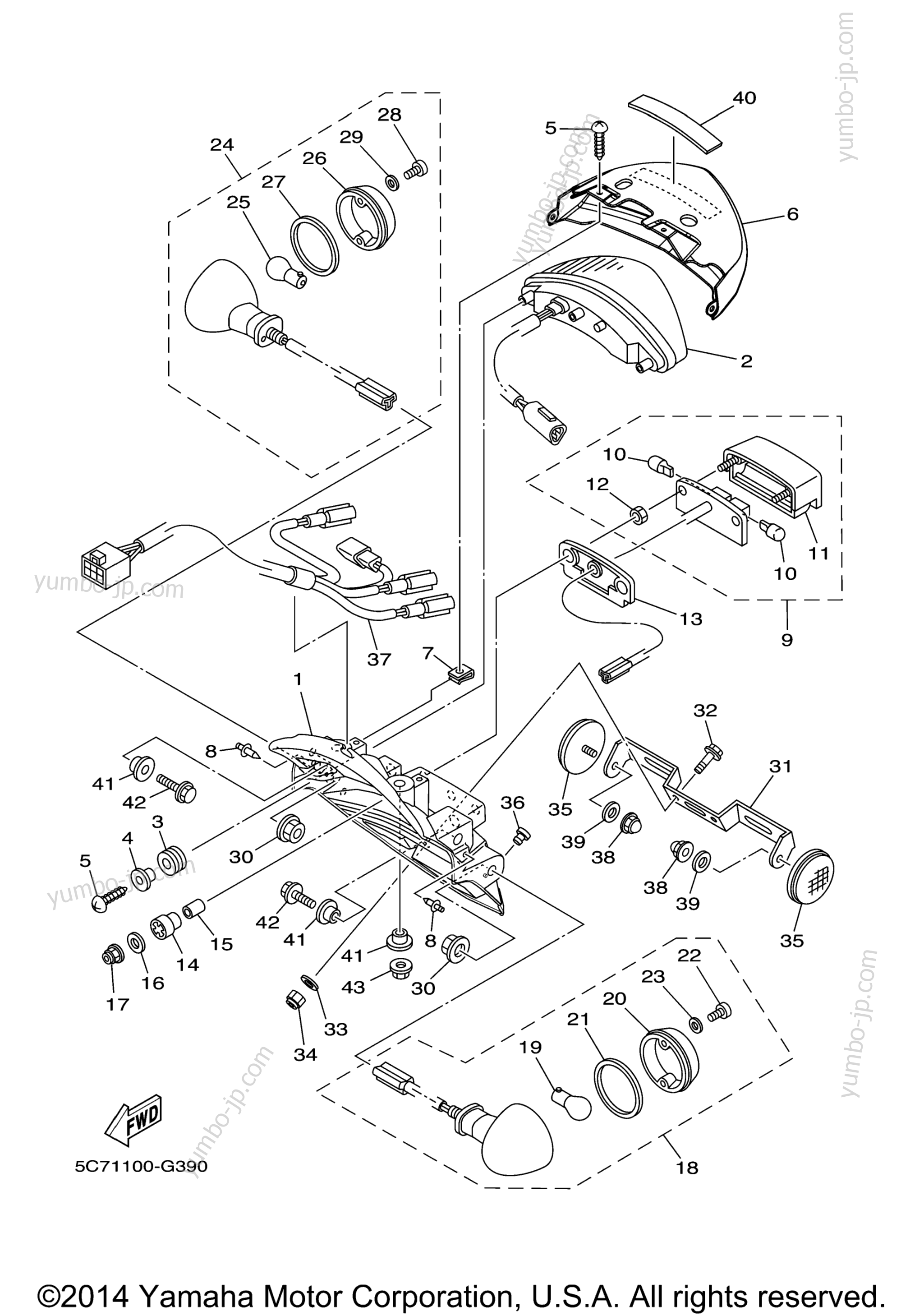 TAILLIGHT for motorcycles YAMAHA RAIDER S (XV19CSZCL) CA 2010 year