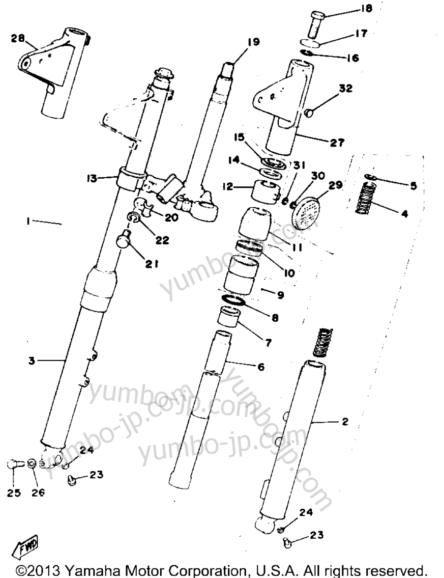 FRONT FORK for motorcycles YAMAHA RD125C 1976 year