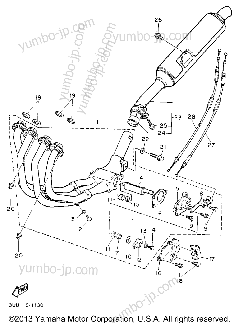 Exhaust for motorcycles YAMAHA FZR600RBC 1991 year