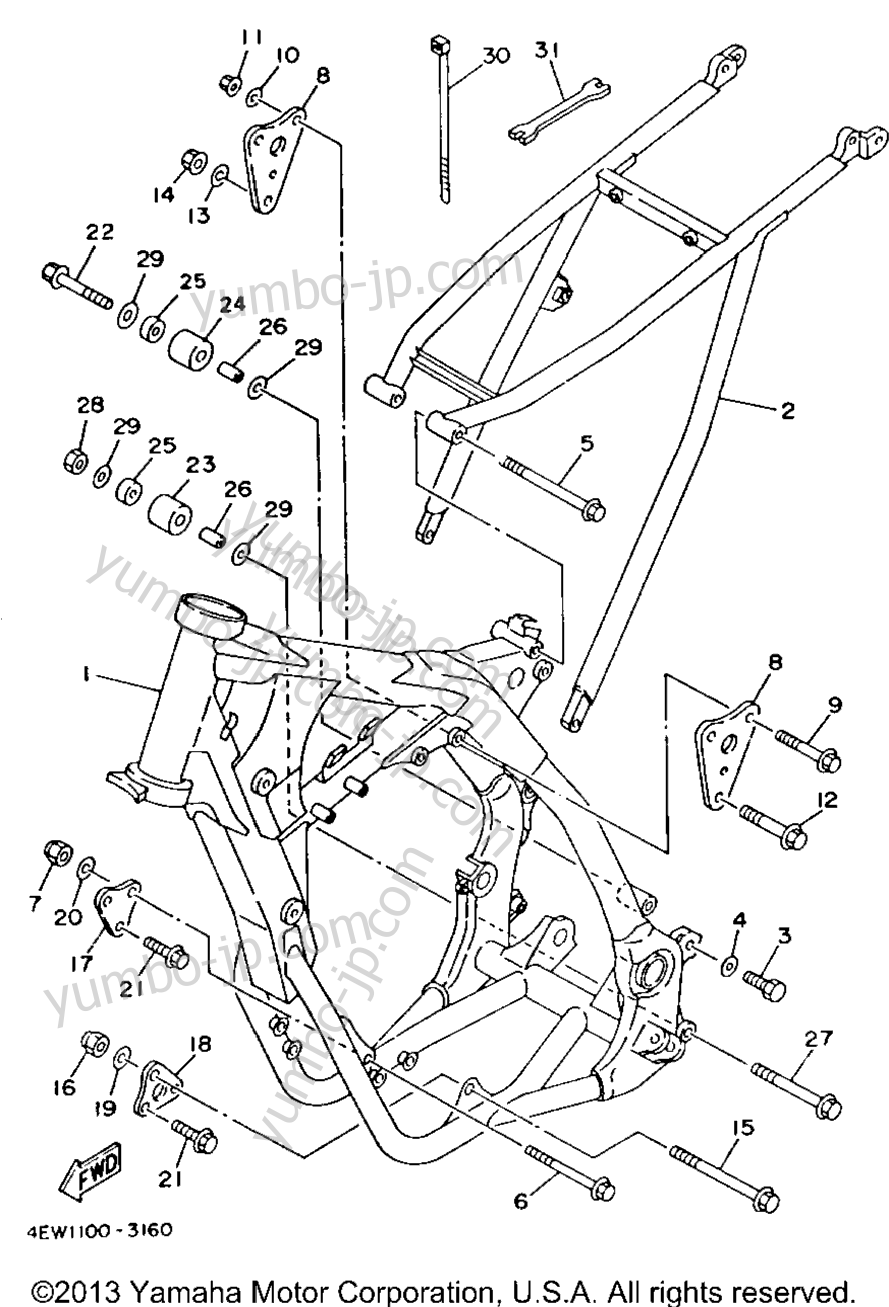 FRAME for motorcycles YAMAHA YZ250E1 1993 year