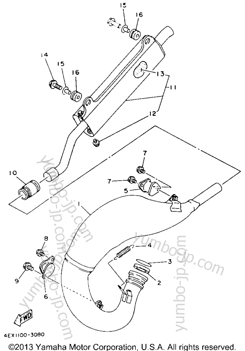 Exhaust for motorcycles YAMAHA YZ125E 1993 year