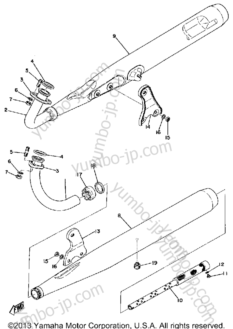 Exhaust для мотоциклов YAMAHA RD125B 1975 г.